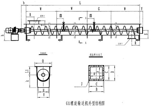 GX型螺旋(xuán)輸送機尺寸