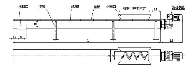 汙泥螺旋輸送機結構圖